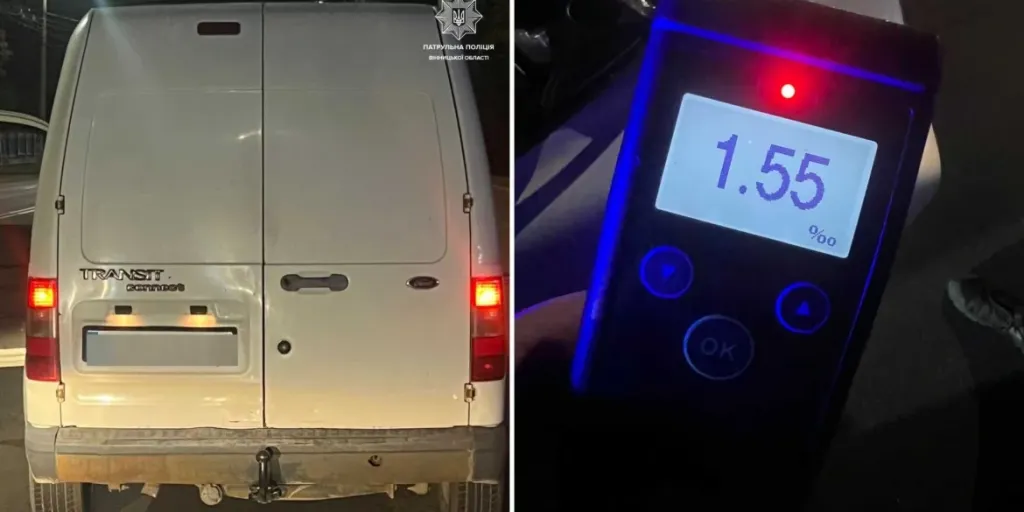 У Вінниці зупинили водія Ford Transit у стані алкогольного сп’яніння
