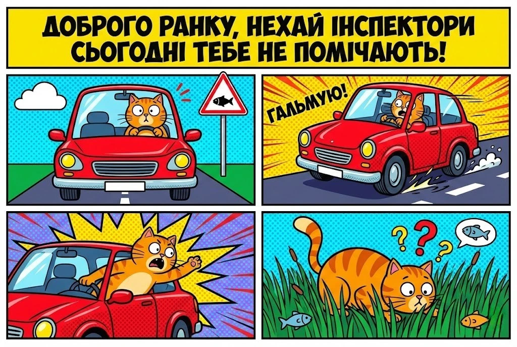 Доброго ранку, котики: картинки з автогумором та прикольні побажання
