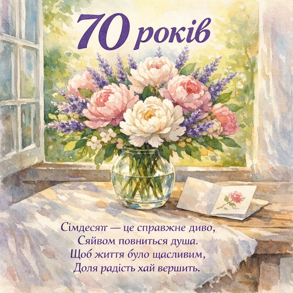 Ювілей 70 років жінці: вірші та проза, що зігрівають серце
