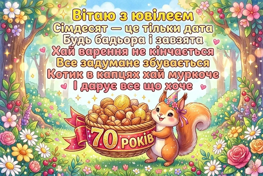 Ювілей 70 років жінці: вірші та проза, що зігрівають серце