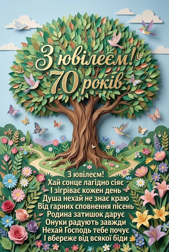 Ювілей 70 років жінці: вірші та проза, що зігрівають серце