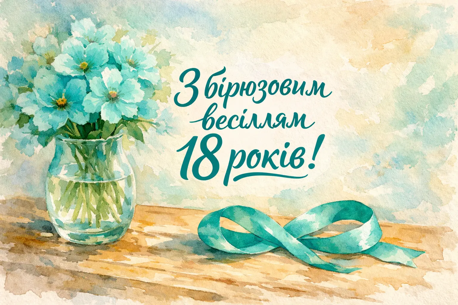 Привітання з бірюзовим весіллям: 18 років щасливого шлюбу