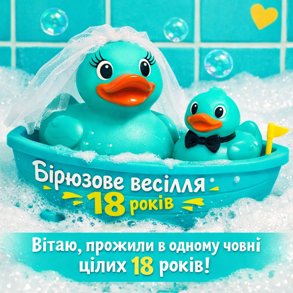 Привітання з бірюзовим весіллям: 18 років щасливого шлюбу