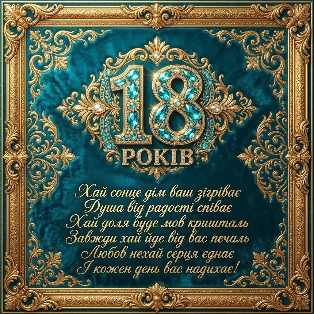 Привітання з бірюзовим весіллям: 18 років щасливого шлюбу