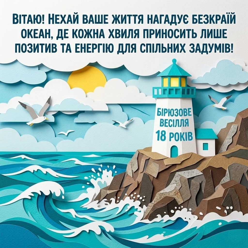Привітання з бірюзовим весіллям: 18 років щасливого шлюбу