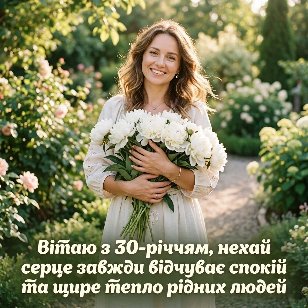 Сучасні та ніжні привітання з 30-річним ювілеєм для прекрасної жінки
