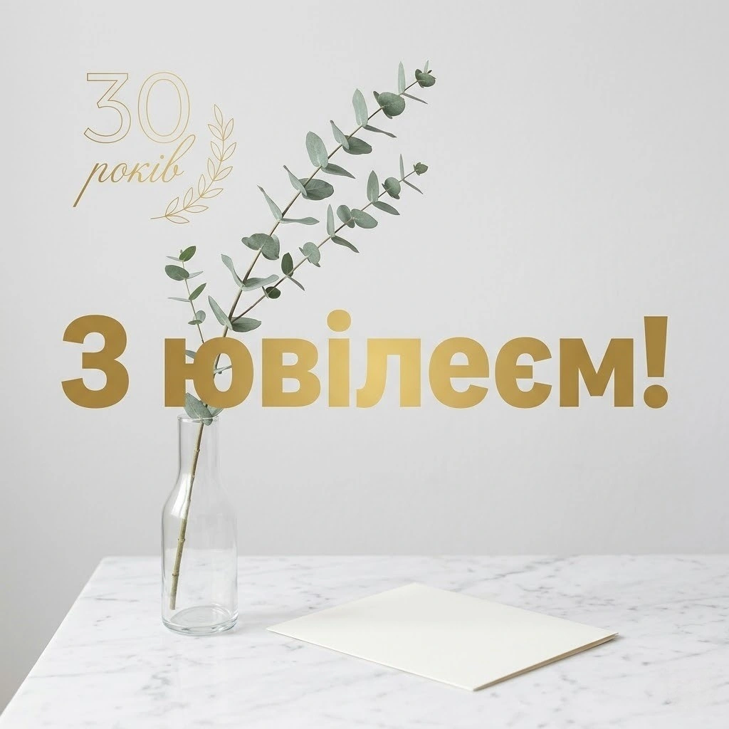 Сучасні та ніжні привітання з 30-річним ювілеєм для прекрасної жінки