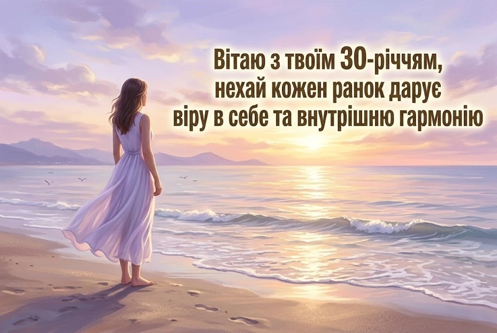 Сучасні та ніжні привітання з 30-річним ювілеєм для прекрасної жінки