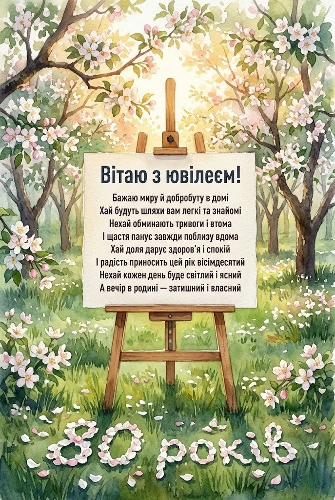 Привітання з 80-річчям у віршах та прозі: мудрі слова до великого свята
