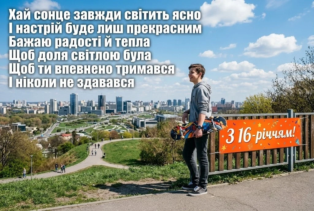 З 16-річчям! Сучасні та надихаючі привітання для хлопця в картинках і тексті