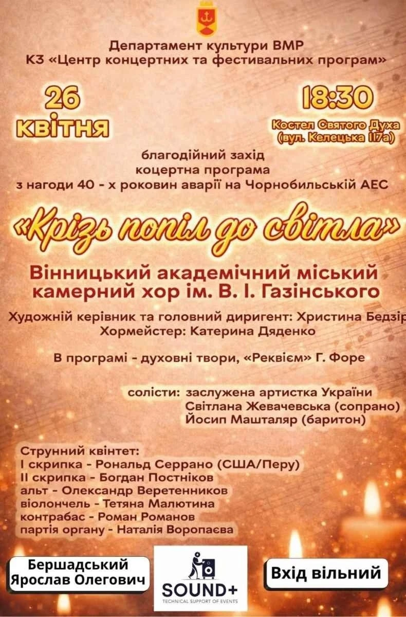 Вінницький костел стане місцем пам’яті: сорок років після аварії на ЧАЕС