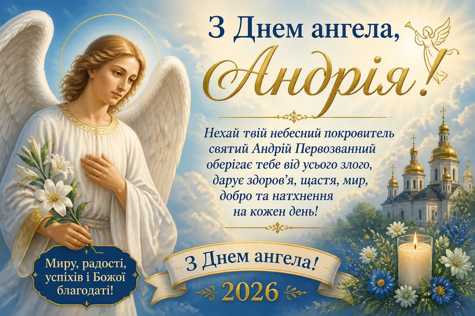 Привітання з днем ангела Андрія на 2026 рік