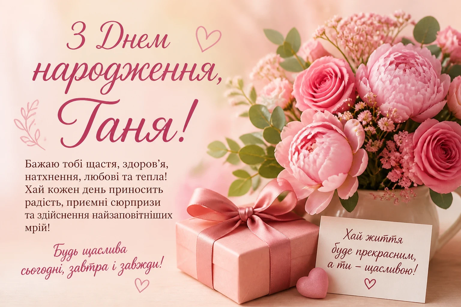 Привітання з днем народження для Тані