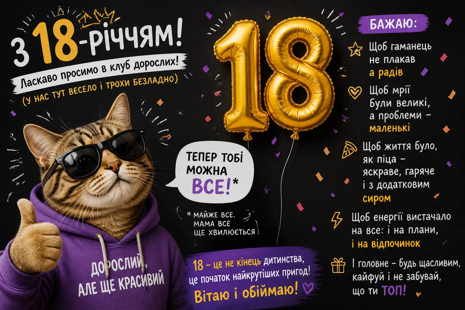 Прикольні привітання з 18-річчям
